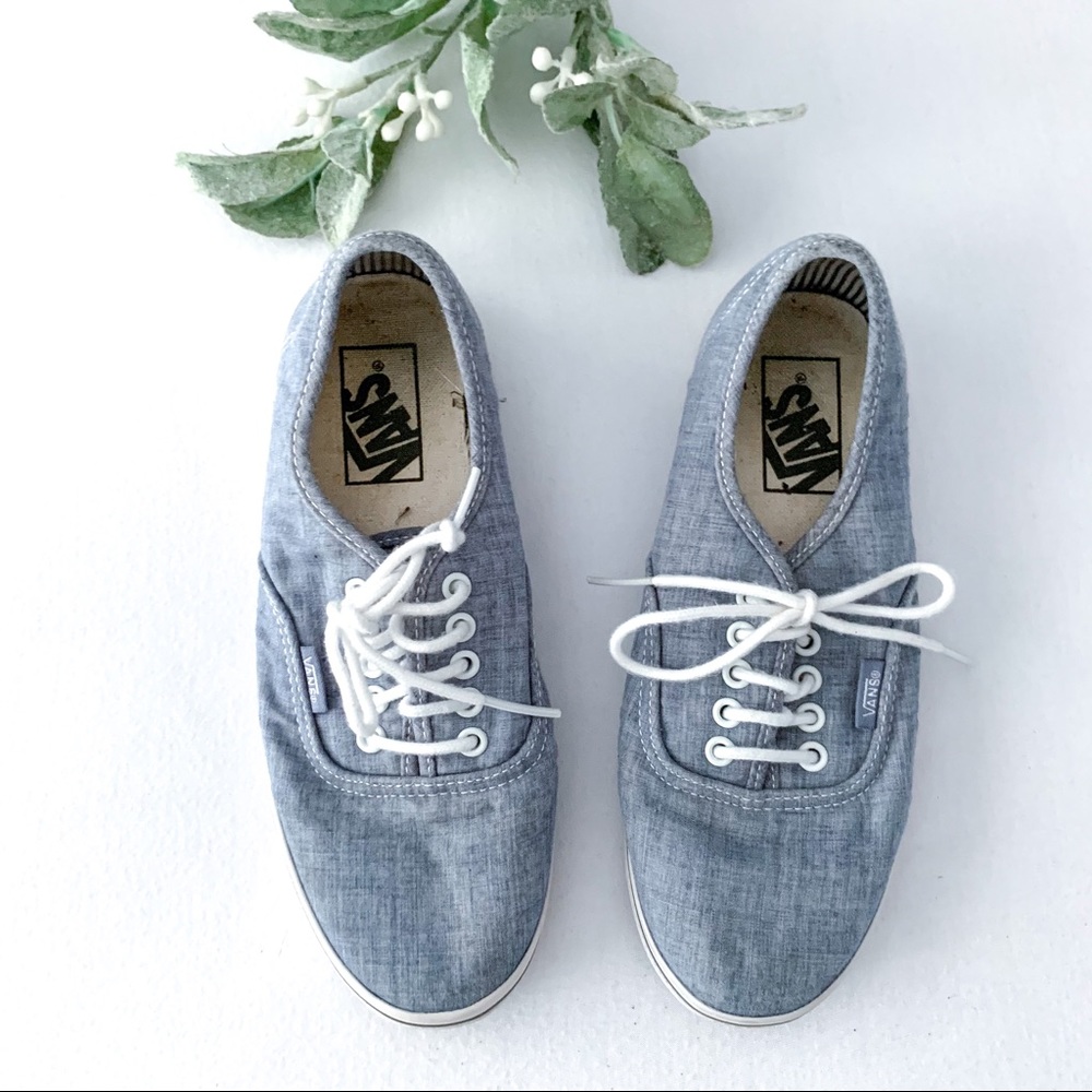 FINAL SALE VANS Jean Chambray Blue Denim Canvas Sneakers - Picture 1 of 7
